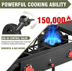 Bestfire 2 Burner Propane Camping Stove,150,000 BTU,Exclusive One-Touch Auto Ignition (Safer & Convenient),2 Side Shelves,CSA-Certified,30s Tool-Free Setup,Portable for Camping, Estufa De Gas Portatil