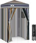 EAGLE PEAK Flex Ultra Compact 4x4 Pop-up Canopy, Sun Shelter, Changing Room, Portable Privacy Canopy Cabana for Pool, Fashion Photoshoots, or Camping, Brown Stripe
