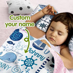 Personalized Toddler Nap Mat for Preschool, Custom Name Kids Sleeping Bag for Daycare, Kindergarten Roll Up Sleeping Mat with Removable Pillow and Soft Blanket, Fun Themes for Boys & Girls
