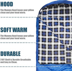 ShinHye 0 Degree Sleeping Bag for Adults - Cotton Flannel 4 Season Cold Weather Winter, XXL Big and Tall Camping Sleeping Bag with Compression Sack