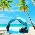 Wolfwise Pop up Beach Tent Sun Shelter with UPF50+ UV Protection, Instant Easy Setup Popup Beach Shade Canopy for 3 Person, Portable & Foldable with Carring Bag, 87 ×57×47 in, Black Coating