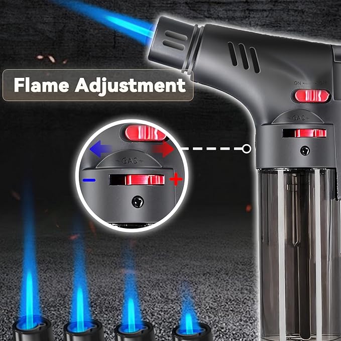 5 Pack Torch Lighters Butane Refillable Torch Lighter Jet Flame Multi Utility Lighter Mini Blow Torch Butane Gas Torch for Candle Grill BBQ Camping (Without Fuel)
