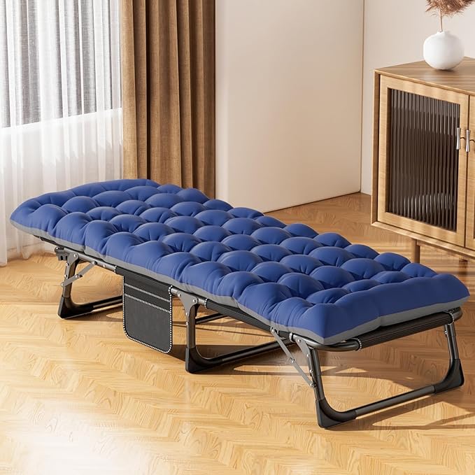 ABORON 5 Positions Camping Cots for Adults,Outdoor Folding Sleeping Cot/Mat,Folding Chaise Lounge Chair with Pillow,Portable Reclining Chair for Beach Lawn Camping Pool,Sunbathing Chairs