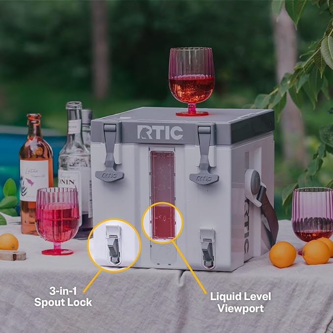 RTIC Halftime Water Cooler 3 Gallon Portable Carrier Container, Drink Beverage Dispenser, Stackable with 2 Taps, Bottleless, BPA-Free, for Sports, Camping, BBQ, Parties, Picnic, Pale Pink