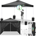 COBlZI 10x10 Pop Up Canopy Tent with 4 Removable Sidewalls, Waterproof Commercial Easy Adjustable Gazebo Tent with Air Vent, 4 Sandbags, 4 Stakes & 8 Ropes（Outdoor Tents for Parties/Exhibition,Black