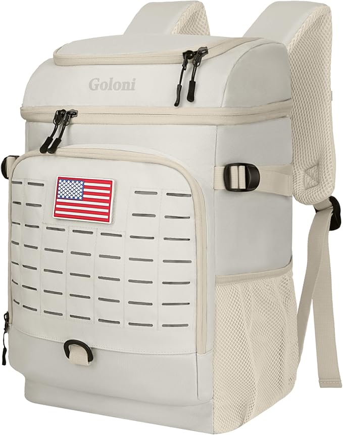 Cooler Backpack, 30 Can Backpack Cooler 4-Sided Cold Retention Technology, Lightweight & Hands-Free for Beach, Camping