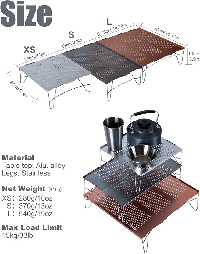 iClimb 1 Air Sleeping Pad and 1 Solo Mini Folding Table, Ultralight Compact for Adults Outdoor Camping Backpacking Hiking