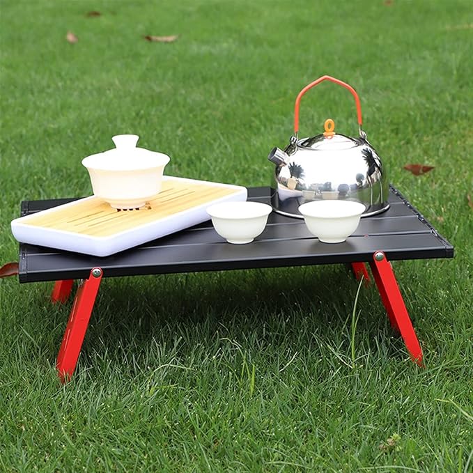 Camp Table Portable Folding Camping Table Foldable Aluminum Alloy Outdoor Dinner Desk Furniture Mini Picnic BBQ Tours Tableware (Color : Mini Silver)