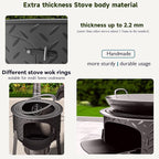 Multifunction Wood Burning Stove, 2.2mm Diamond-Pattern Steel Portable Grill,Rocket Stove with Large Grill Rack for Outdoor Cooking, Backyard, Camping & Off-Grid Living