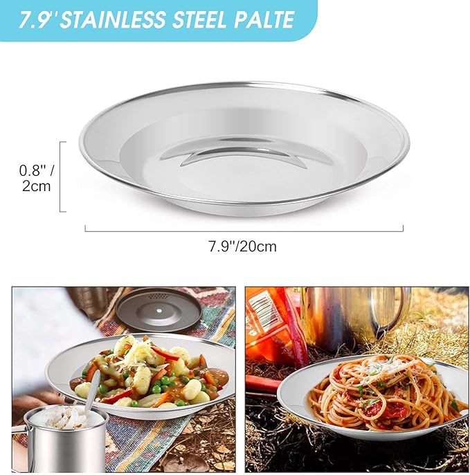 Odoland Bundle – 2 Items 12pcs Camping Cookware Mess Kit with Mini Stove and 25pcs Stainless Steel Utensils Camping Tableware Kit for Backpacking, Outdoor Camping Hiking and Picnic