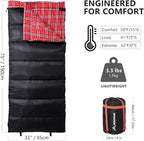 BISINNA Cotton Flannel Sleeping Bag for Adults Backpacking Camping Sleeping Bag 3 Season Envelope Sleeping Bags for Hiking