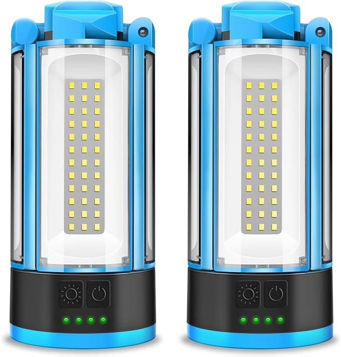 Foldable Camping Light Rechargeable Lantern, 10400mAh Portable Flashlight, Cordless Work Light with 3 Modes, 4100LM, LED Tent Light for Camping, Hiking, Fishing compatible with Tripod 2 Pack