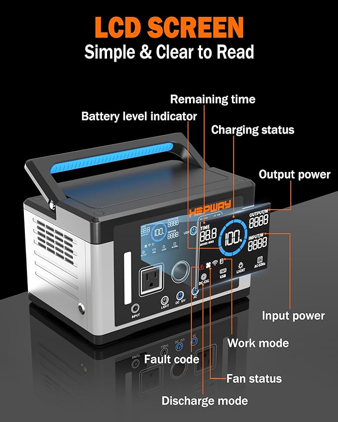 Portable Power Station 700W,Solar Electric Generator 577Wh Pure Sine Wave 120V AC,PD 60W,Car Port Outlets Surge 1000W,Inverter Generator Home Backup Battery for CPAP,Camping,RVs,Blackouts