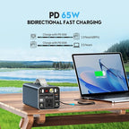 150W Portable Power Station, 155.4Wh Portable Laptop Charger with AC Outlet, DC/USB-C Port, Battery Backup Power Supply for Outdoor Camping Home Outage