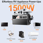 1500W (Peak Power 3000W) DC 12v to 120V AC 60HZ Pure sine Wave Solar Inverter for Home RV &Camping (DC12V (Range 10V-15V)