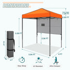 EAGLE PEAK 6x4 Instant Pop Up Canopy Tent with 1 Half Wall Panel, Straight Leg Sun Shelter, Portable Canopy with Carry Bag for Camping, Beach & Sports, Orange