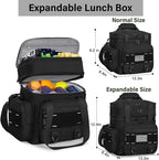 Expandable Tactical Lunch Box, XLarge Insulated Lunch Cooler Bag Heavy Duty Leakproof Lunch Pail for Men Adults Work Office Outdoor Picnic Trips,25L,Black
