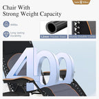 Sophia & William Oversized XXL Zero Gravity Chair Padded, Folding Lounge Chair Outdoor Gravity Chair with Wide Armrest and Cup Holder, Support 400 LBS, Black