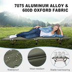 2-in-1 Ultralight Folding Camping Cot with Leg Extenders, Military Camping Cots Bed, Heavy Duty Folding Sleeping Camping Cot for Backpacking Hiking Travel Tent, Support 330 Lbs(Green)