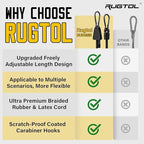 Bungee Cords, Adjustable Bungee Cord with Carabiner Hooks Heavy Duty Outdoor 48 inch Long, Adjust Length Black Elastic Ropes Tie Downs Cable with Clips On Both Ends for Trucks Bike Rack Tarps, 6 Pack
