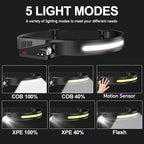Aikertec Rechargeable Headlamp 6 PCS, 230°Beam Headlamp for Adults, 6 Mode Camping & Spotlight, Motion Sensor, Lightweight Headlights Flashlight