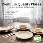 Raj Palm Leaf Plates [50-Pack] 10" Round Plates (4 CASES - 200 PACK) like Bamboo plates Disposable, Strong, Decorative Compostable Tableware for weddings, Lunch, Dinner, Birthday, Camping, Outdoor
