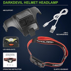 GREEN DEVIL Safety Hard Hat with Rechargeable Headlamp Light and Helmet Liner Chin Strap Men Vented Work Hardhats ANSI Z89.1 Approved Cascos de Construccion Ideal for Industrial Construction Forestry