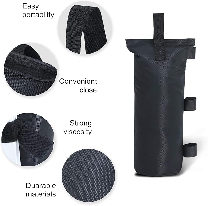 ABCCANOPY Canopy Weights Set of 4-120LBS Sand Bags for Pop up Tent, Weight Bags for Outdoor Gazebo, Trampoline, Pergola, Black (Without Sand)