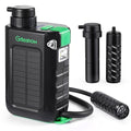 Greeshow Electric Portable Water Filter with Reusable 0.01 Micron Filter for Camping, Hiking, Survival with 3000mAh Portable Power Bank, Suport USB/Solar/Hand Crank Charing (Set of 2 Filters)