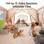 ABORON 2/6/8/10/12 Person Inflatable Camping Tent, Easy Setup Blow Up Tent with Hand Pump, PU3000mm Waterproof & Breathable 4 Season Glamping Tent for Outdoor Camping