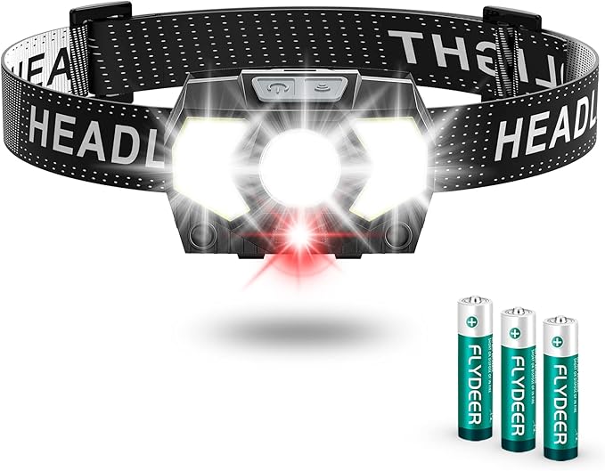 Lsnisni LED Headlamp,1500 Lumen Bright Head Lamp with 7 Modes,Lightweight and Adjustable Headlight for Head, IPX5 Waterproof Head Light for Adults Kids Camping Outdoor, 3 AAA Batteries Included