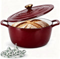 Enameled Cast Iron Dutch Oven with Lid – 5QT Heavy-Duty Pot, Oven Safe up to 500°F, Dual Handles, Ideal for Sourdough Bread Baking, Stews, Roasting, Braising – All Cooktops, Durable & Versatile Cookware (Red)