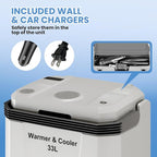 35 QT (33 L) Electric Cooler & Warmer, Portable Car Refrigerator With Automatic Locking Handle, 12V Car Cooler for Vehicle & Trucks, 110V AC Home Power Cord, Plug In Coolers, Grey