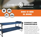Disc-O-Bed Extra Large Portable Bunk Camping Cots with Carry Bags - Heavy-Duty Indoor or Outdoor Sleeping System, Converts to Bench or Separate Beds, 500 lb Weight Capacity Per Cot, Navy