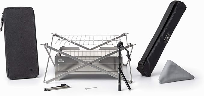 Wolf and Grizzly Campfire Trio | Portable Fire Pit, Folding Grill and Ferro Rod Combo | Campfire Cooking Kit for Camping and Outdoor Adventures | Portable Firepit for Camping | Fire Pit with Grill…