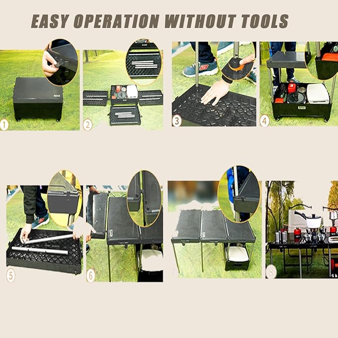 Folding Camping Kitchen Table with Cookware Tableware Sets,Aluminum Portable Outdoor Cooking Table,for Outdoor Picnic