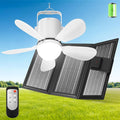 Solar Ceiling Fan Light, Battery Operated Camping Fan with Remote Contorl & 20W Portable Foldable Solar Panel, Rechargeable Gazebo Fan Light for Tent Canopy Pergola Travel