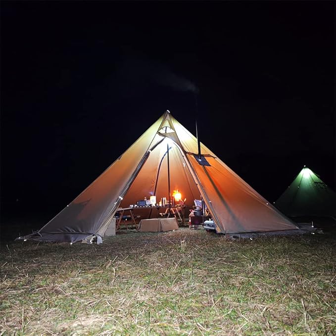 Tipi Hot Tent with Fire Retardant Stove Jack for Flue Pipes, 5~8 Person, Teepee Tents for Family Team Outdoor Backpacking Camping Hiking