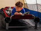 Disc-O-Bed Youth Single Cot Kid-O-Bed with Storage Organizer for Easy Gear Access & Carry Bag Transport, Indoor or Outdoor Use, Red