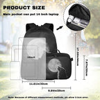 Moon Wolf Backpack for Men Cool Bookbag with Lunch Bag Large Capacity School Bag with Detachable Lunch Box for College Travel Camping Casual Book Bag