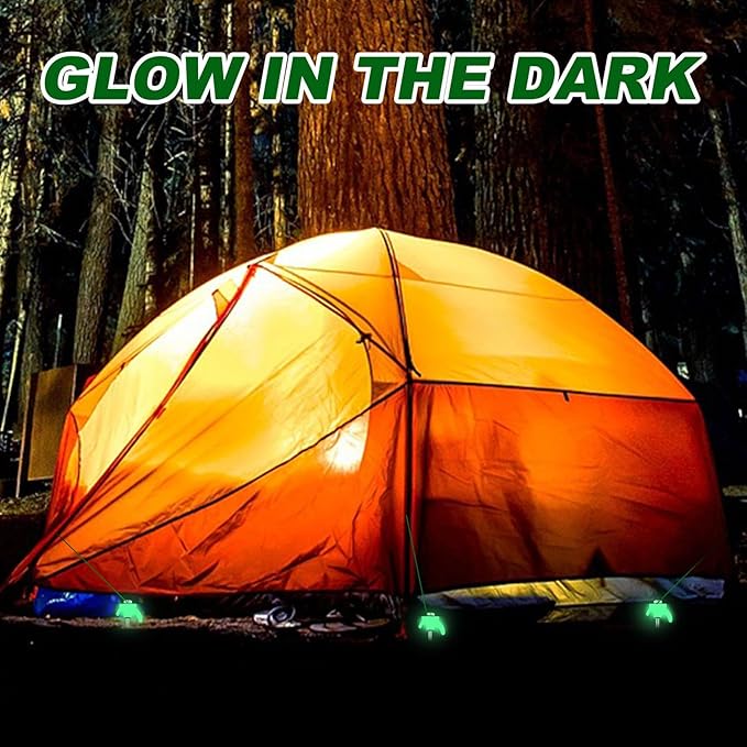 JaGely 12 Inch Tent Stakes Screw in Camping Stake Heavy Duty Metal Spikes Ground Anchor Peg Threaded Spikes with Hex Head Driver for Camping Garden Inflatable Outdoor Decor(Luminous White, 40 Pcs)