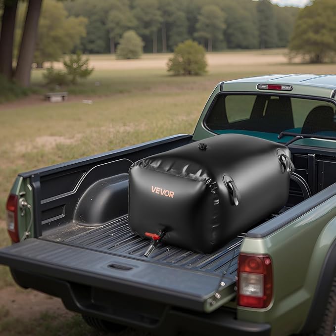 VEVOR Water Storage Bladder, 63.4 Gal Collapsible Water Storage Bag, Wear-Resistant 1000D PVC Soft Waters Bag, Leakproof Camping Tank Containers for Garden Irrigation RV Emergency Use, Black