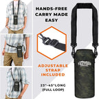 Tactiko Survival 34 oz/1000 ml Stainless Steel Wide Mouth Water Bottle, Single Wall Boil-Safe, Leakproof, BPA-Free with Carry Sleeve and Strap for Camping, Hiking, Outdoor Prep (Camo)