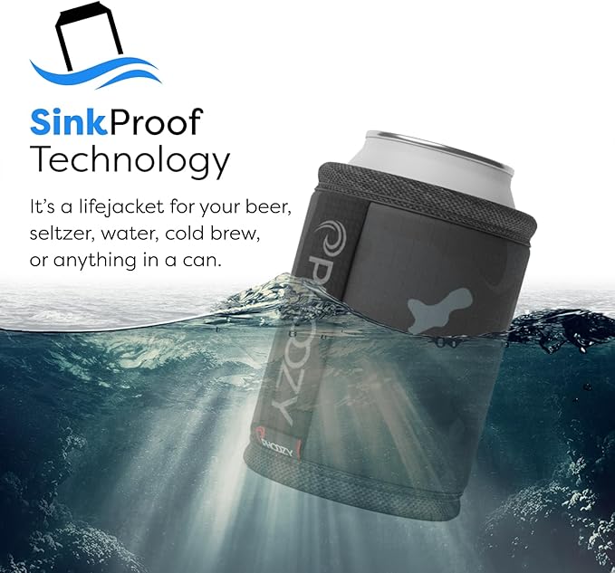 PHOOZY Insulated Can Cooler for 12oz Cans with NASA-Inspired Technology - Patented Koozie That Keeps Drinks Cold 10x Longer - Lightweight Beer Koozie for Outdoor Adventures - Black Camo