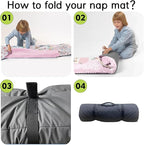 Personalized Toddler Nap Mat for Preschool, Custom Name Kids Sleeping Bag for Daycare, Kindergarten Roll Up Sleeping Mat with Removable Pillow and Soft Blanket, Fun Themes for Boys & Girls