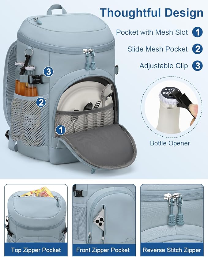 Cooler Backpack Insulated Waterproof,30/45 Cans Backpack Coolers Leakproof Lunch Backpack for Men Women Portable Soft Cooler Bag for Beach Camping Trave Picnic