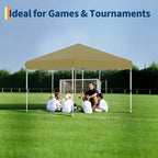 10x10 Instant Pop-Up Canopy with 1 Sidewall – Easy 1-Button Setup, Includes Roller Bag, 3 Height Settings & 4 Weight Bags – Perfect for Backyard, Beach, Sports & Parties,Khaki