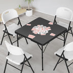 VINGLI 34" Folding in Half Square, Bi-Folding Commercial Table, Portable Plastic Dining Card Table for Kitchen or Outdoor Party Wedding Event, Black