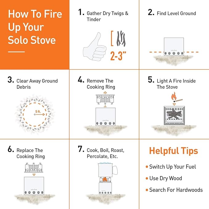 Solo Stove Titan Camping Stove Portable Stove for Backpacking and Outdoor Cooking Great Stainless Steel Camping Backpacking Stove Compact Wood Stove Design-No Batteries or Liquid Fuel Canisters Needed