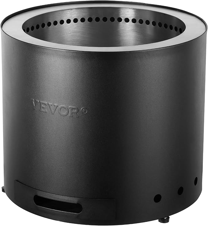 VEVOR Smokeless Fire Pit Stove Bonfire, H: 15.4 in x Dia: 19.3 in,Wood Burning Fireplaces with Removable Ash Pan, SUS430 Stainless Steel Inner Portable Outdoor Firepit, for Outdoor Patio Camping
